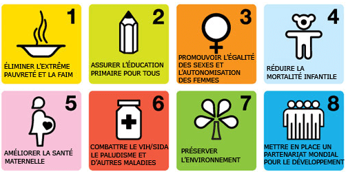 Les 8 ODD utilisés de 2000 à 2015