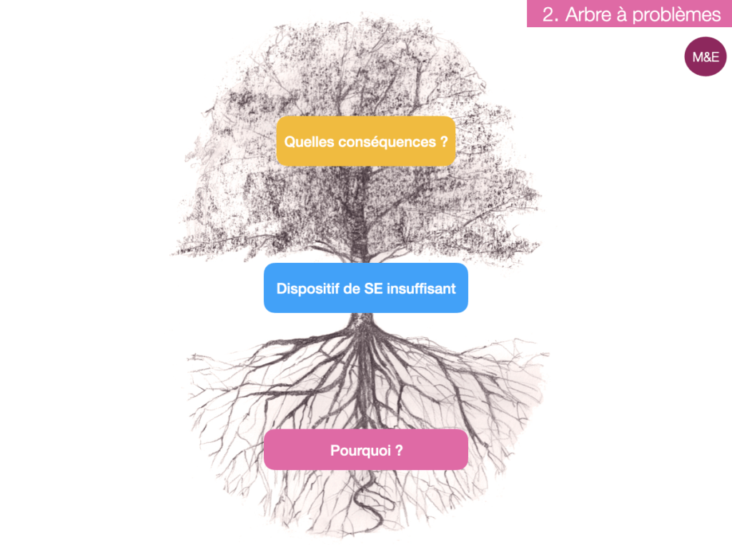 exemple d'arbre à problème - programme de développement - dispositif de suivi évaluation insuffisant