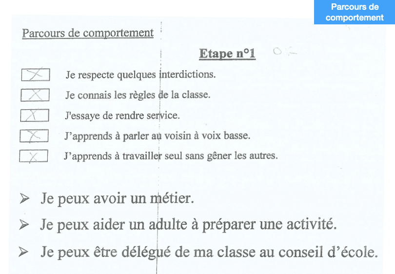 Parcours de comportement : éducation nouvelle
