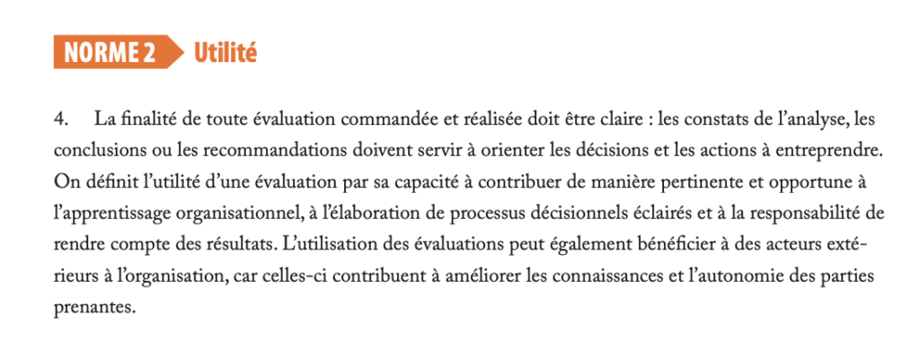 L'utilité comme norme de la pratique évaluative : sa capacité à contribuer à l'apprentissage, à éclairés les prises de décisions et à rendre compte/